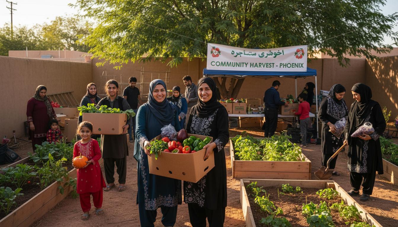 Community garden food distribution event